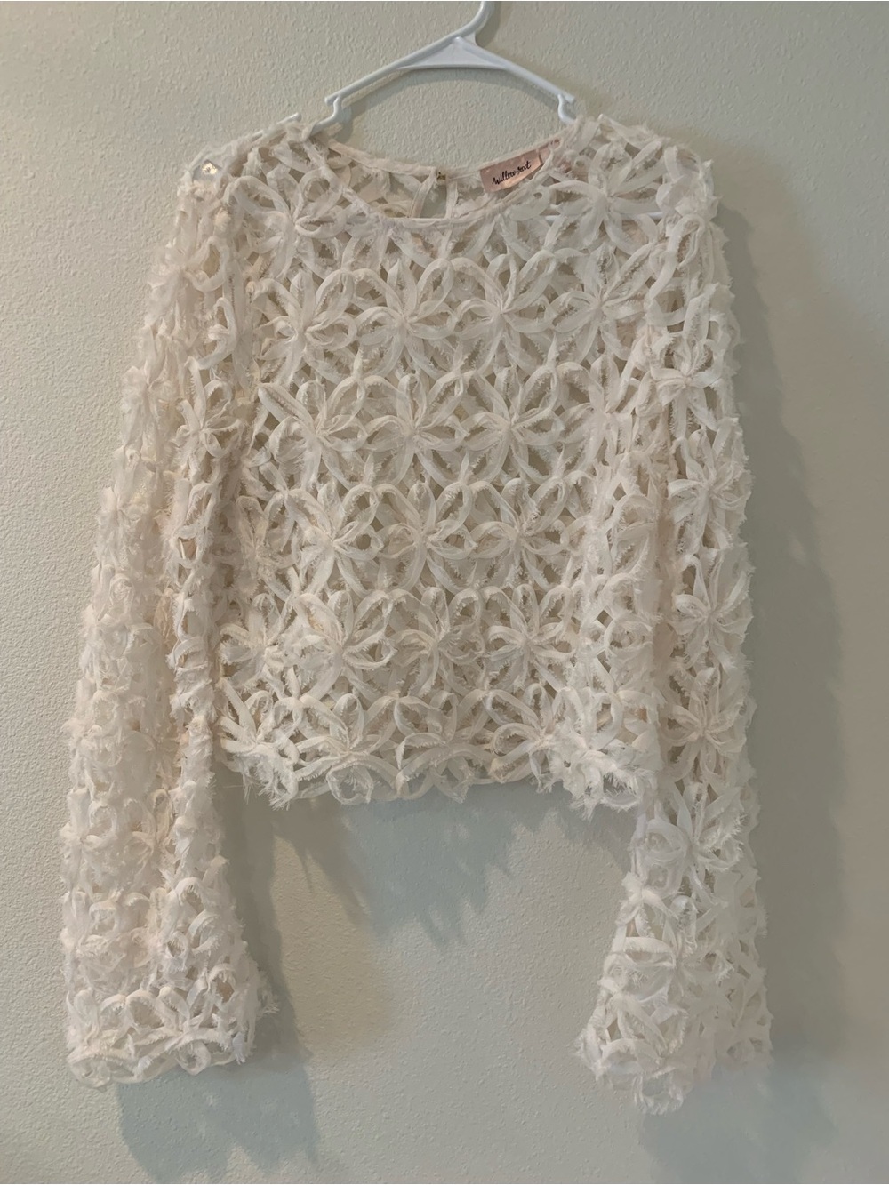 Ivory Floral Crochet Sweater Top